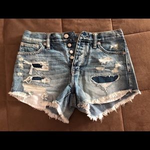 American Eagle Distressed and Patched Jean Shorts